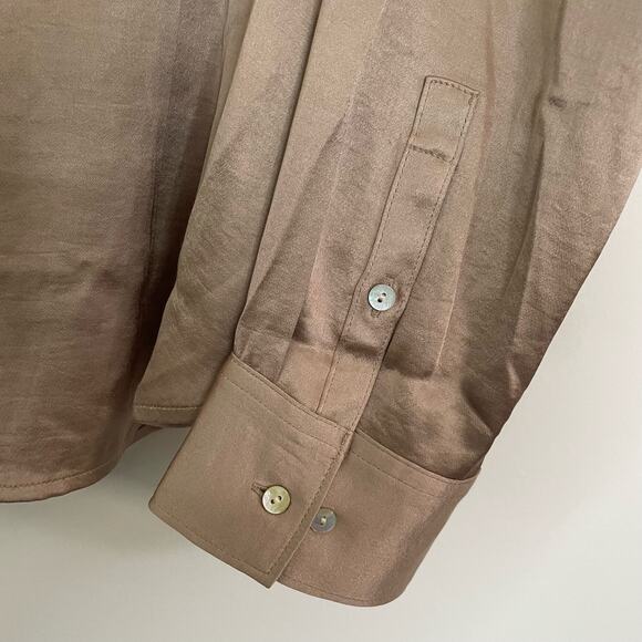 NWT Madewell Darted Button-Up Shirt in Satin Matchstick Size 14 - Picture 7 of 12